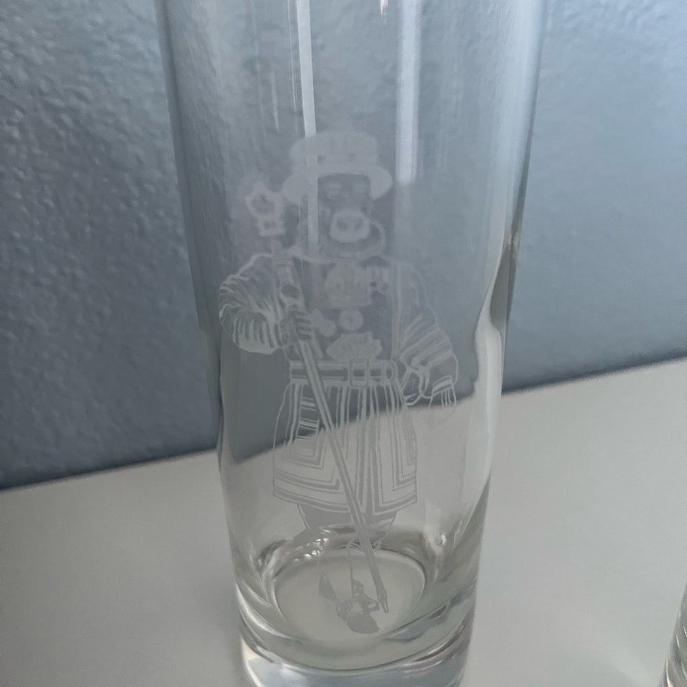 Beefeater Gin Glass Set of 2 Tall Tom Collins Logo Etched Barware